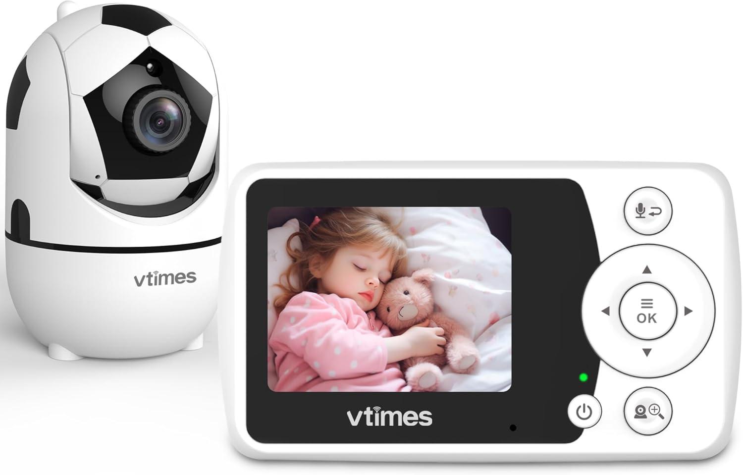 White Digital Baby Monitor with Night Vision and Two-Way Audio