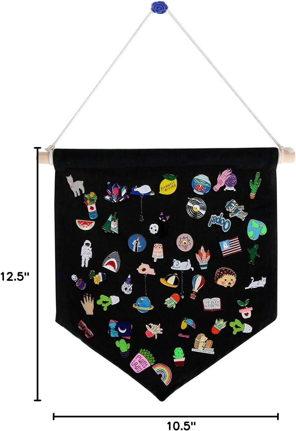 Pin Display Pennant Banner Enamel Lapel Pin Badge Flag Plain Blank Canvas Wall Banner(Black/ )