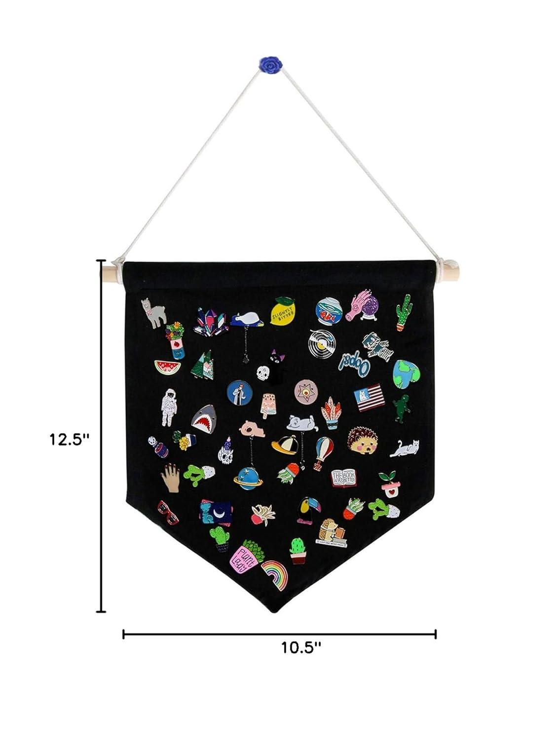 Pin Display Pennant Banner Enamel Lapel Pin Badge Flag Plain Blank Canvas Wall Banner(Black/ )