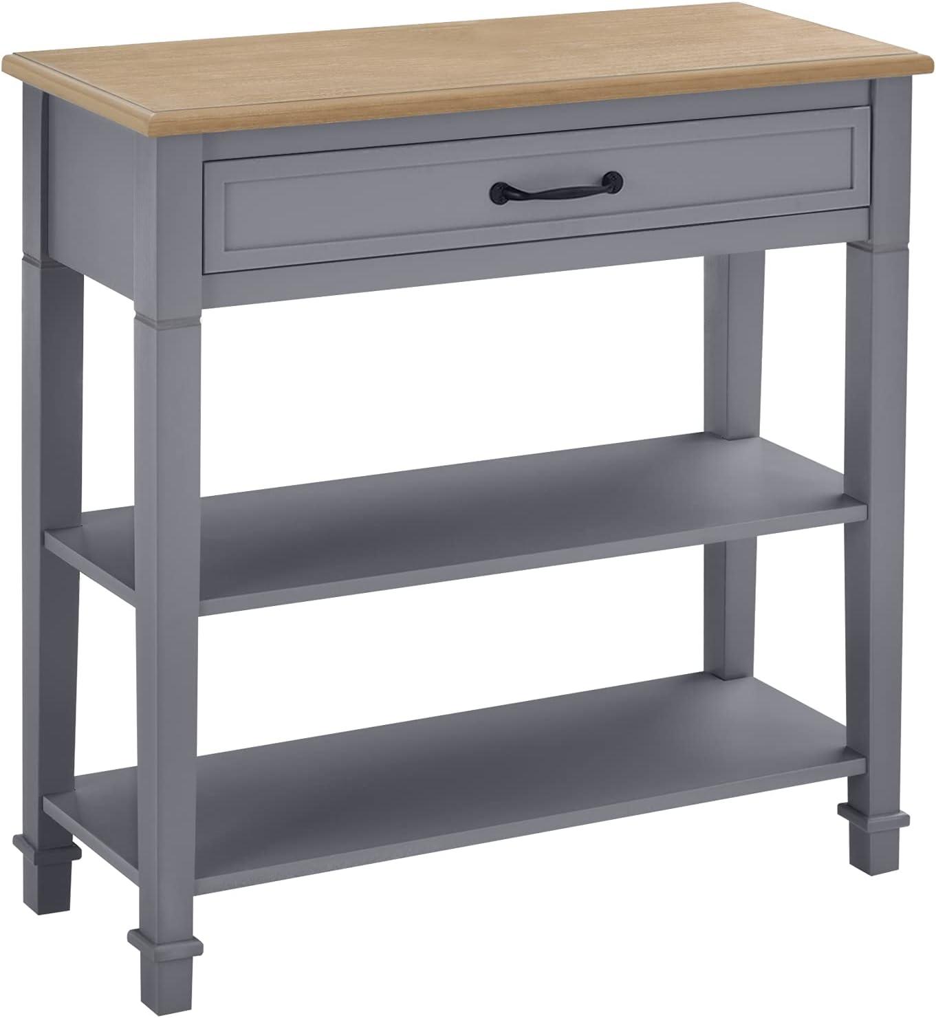 HOMCOM Entry Way Table Modern Style Sofa Console with Drawer and Shelves, Sturdy Build, and Large Storage, Gray
