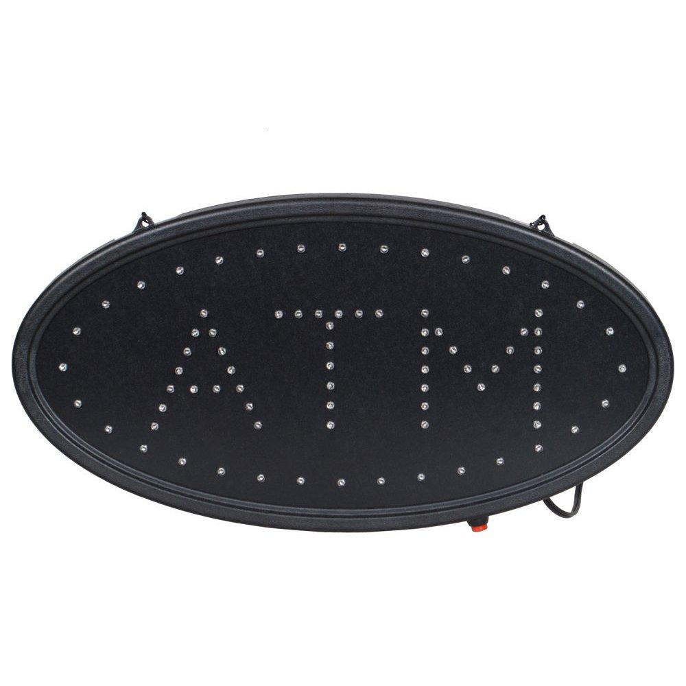 Boshen Led ATM Signs Decor for Bank Business Mart Shop Store Bar Cafe Now Open Sign Display On/Off Switch + Chain (19" Lx 10"W(Oval"ATM"))