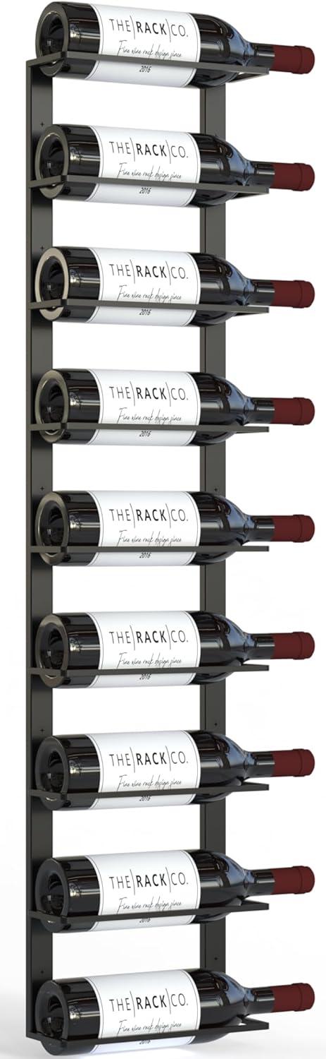 TheRackCo. Wall Series - Double Frame Wall Mount Wine Bottle Rack (9 Bottles) + Free Wine Bottle Opener Corkscrew