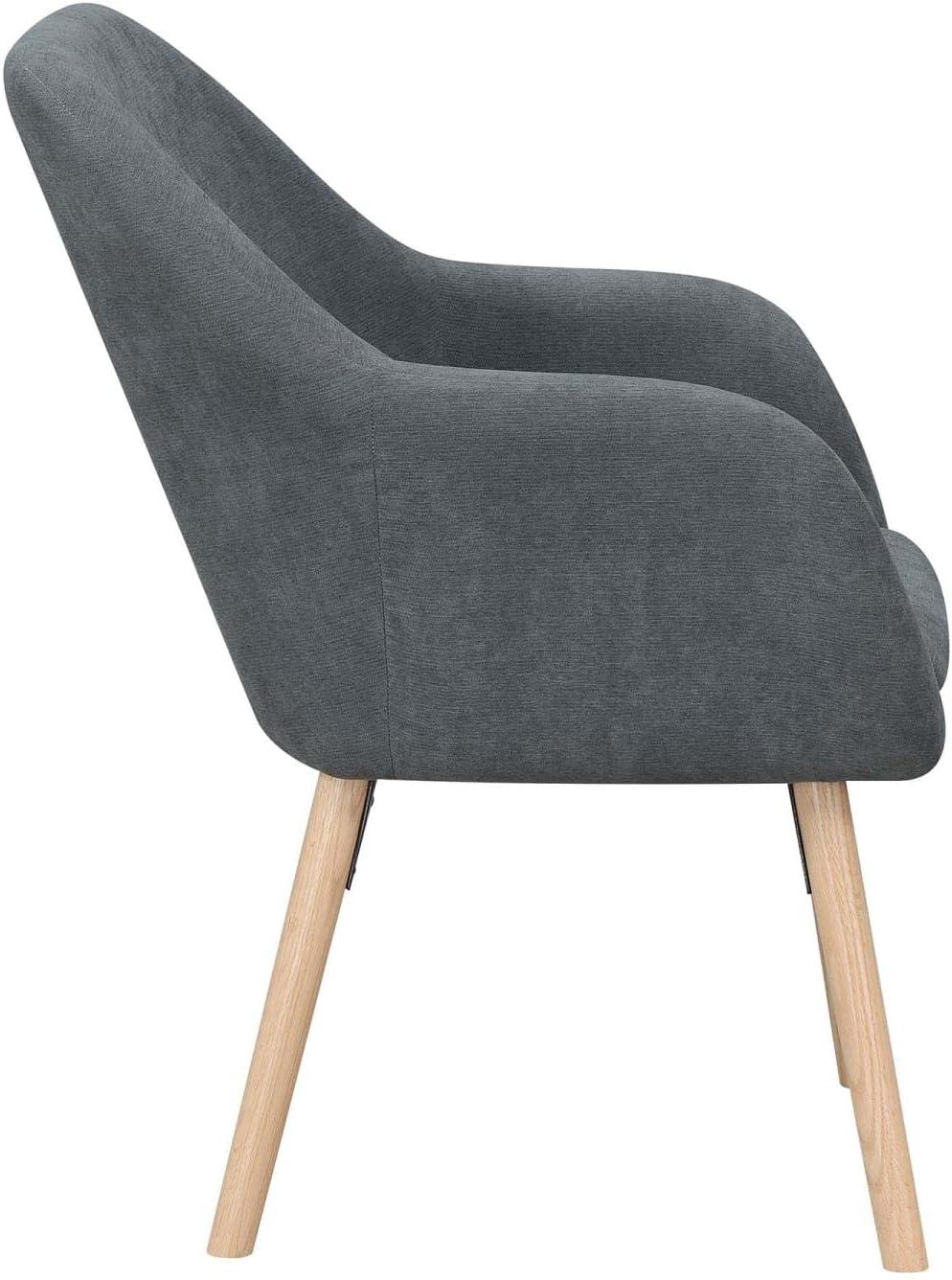 Slate Gray Linen Wingback Accent Chair with Oak Legs