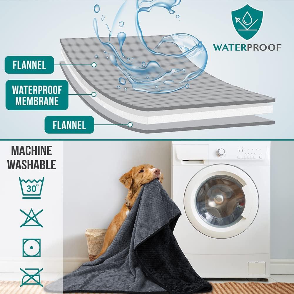 PetAmi Waterproof Dog Blanket, Leakproof Fleece Throw for Pet Cat Puppy Kitten, Reversible Washable Soft Plush Cover