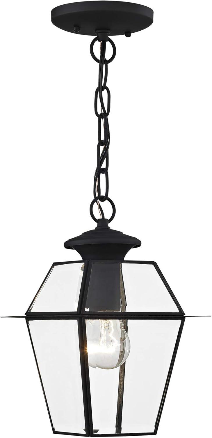 Charleston Romance 1-Light Black Brass Pendant with Clear Beveled Glass