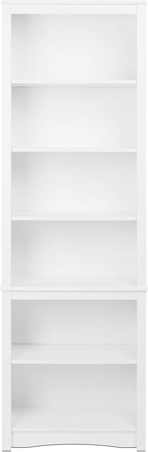 80" Tall Bookshelf White - Prepac: Laminated 6-Shelf Storage, Modern Design