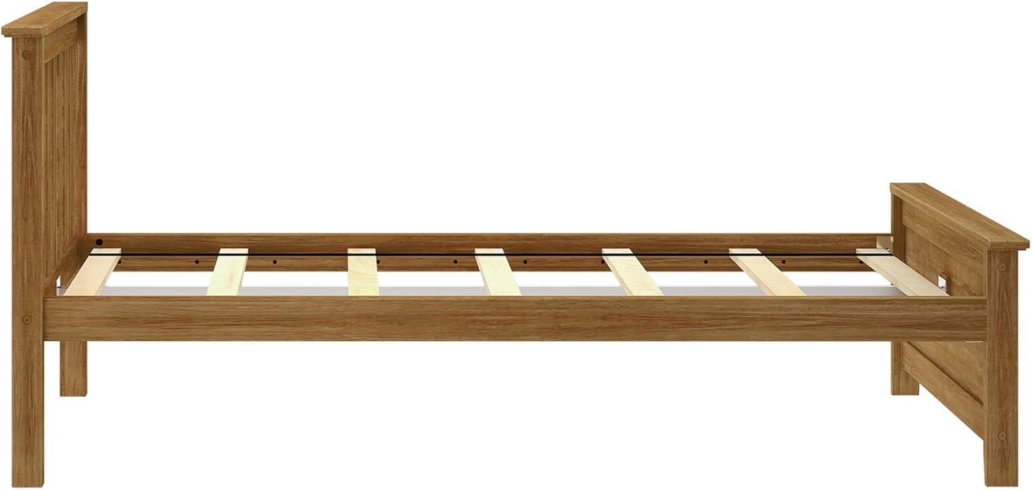 Max & Lily Twin Bed Frame with Headboard, Solid Wood Platform Bed for Kids, Pecan