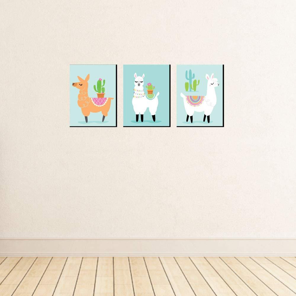 Big Dot of Happiness Whole Llama Fun - Nursery Wall Art, Kids Room Decor and Llama Fiesta Home Decor - Gift Ideas - 7.5 x 10 inches - Set of 3 Prints