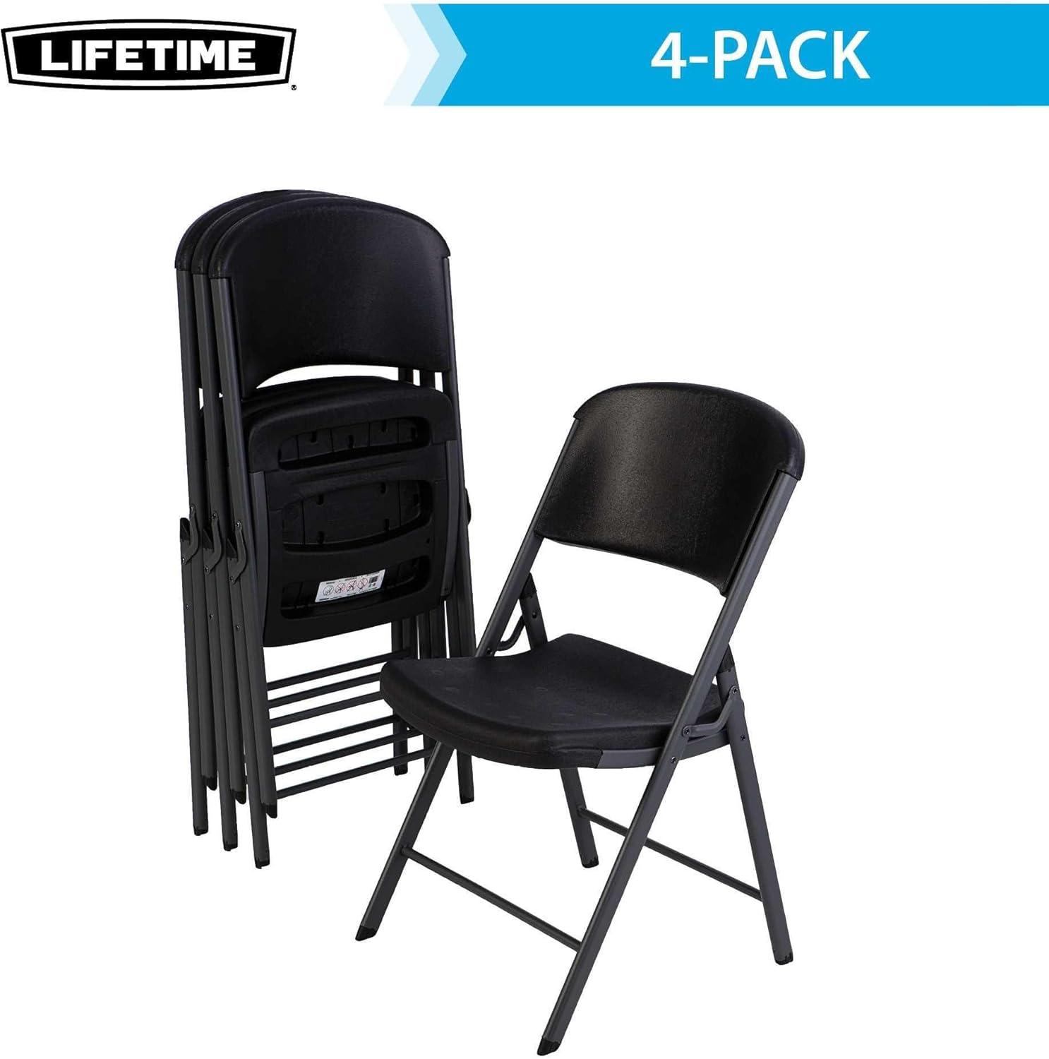 Lifetime Folding Chair, Indoor/Outdoor Commercial, Adult, Black, 4 Pack (80187)