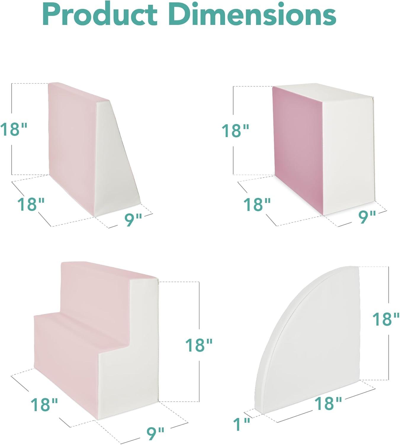 Best Choice Products 4-Piece Kids Climb & Crawl Soft Foam Block Playset Structures for Child Development - Pink