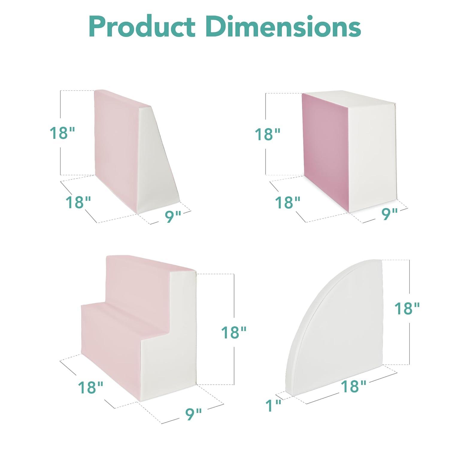 Best Choice Products 4-Piece Kids Climb & Crawl Soft Foam Block Playset Structures for Child Development - Pink