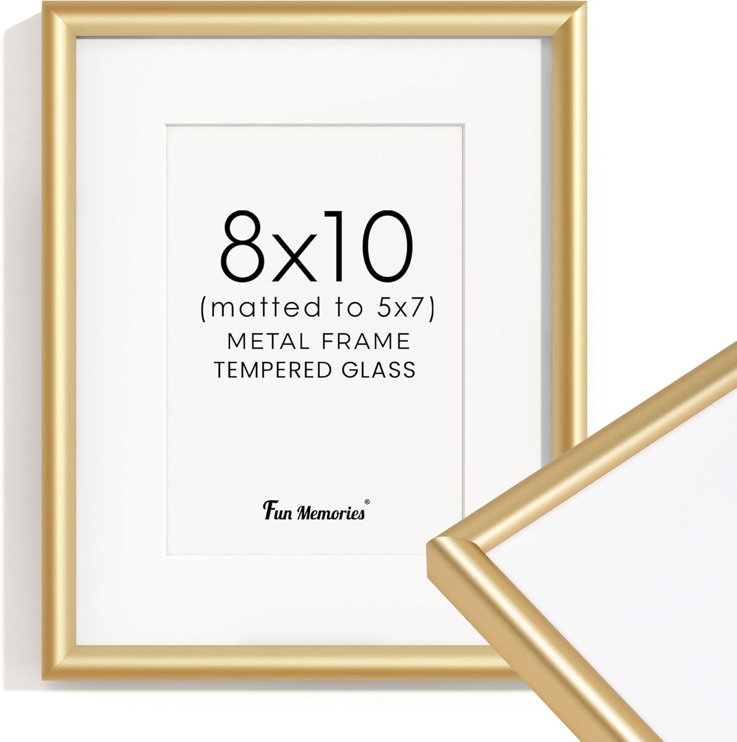 8x10 Frame Gold Picture Frame - Complete Modern Photo Frame Includes UV Acrylic Shatter Guard