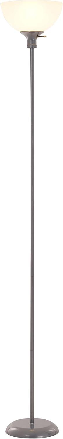 Silver Adjustable 3-Way Torchiere Floor Lamp