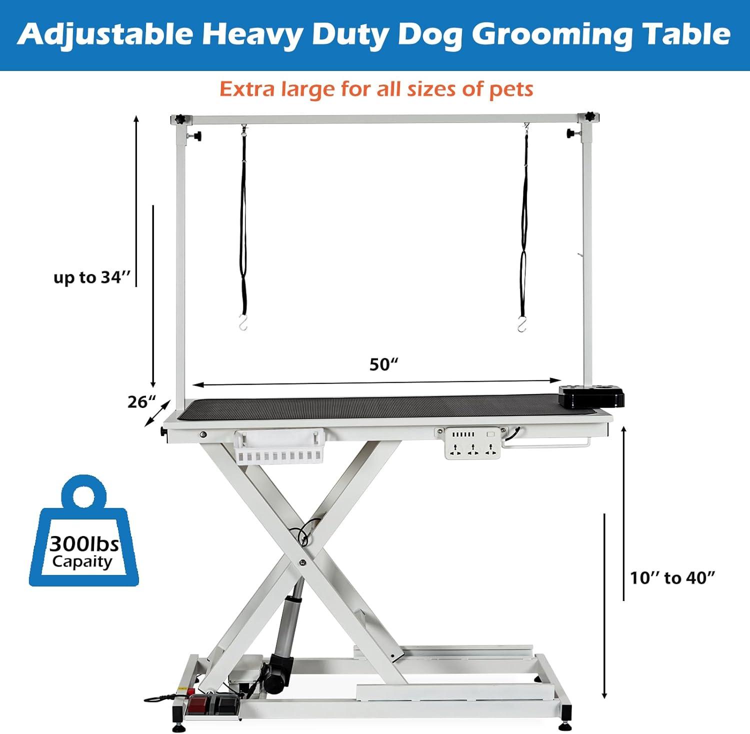 babevy 50'' Electric Dog Grooming Table, Heavy Duty, Height Adjustable Pet Grooming Table | Wayfair