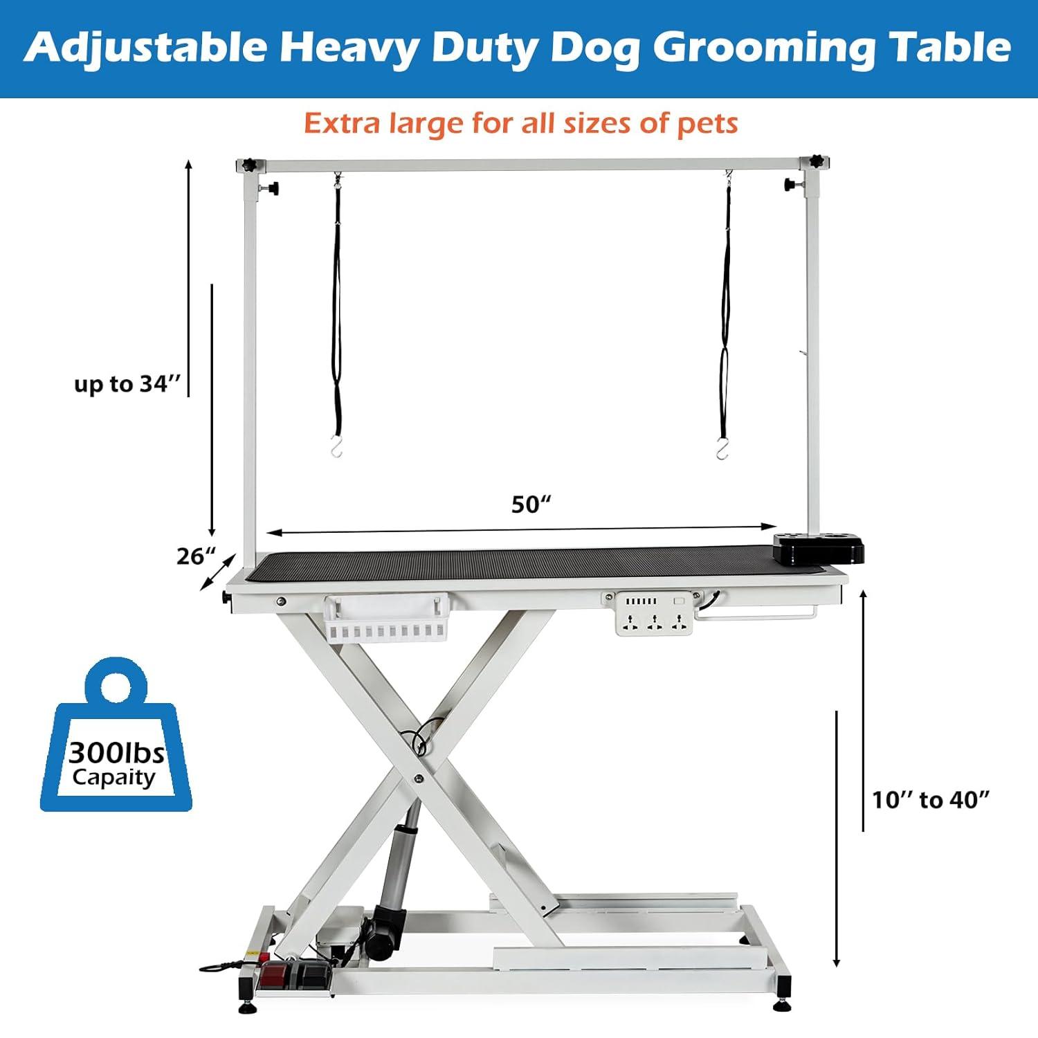 babevy 50'' Electric Dog Grooming Table, Heavy Duty, Height Adjustable Pet Grooming Table | Wayfair