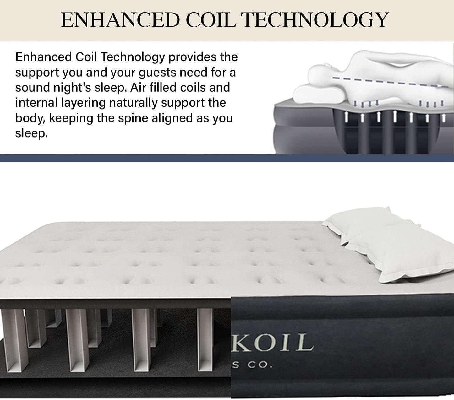 King Koil Queen Size Raised Air Mattress with Built-in Pump