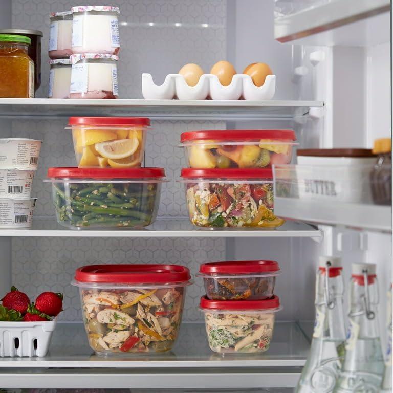 Clear BPA-Free 14-Cup Food Storage Container Set with Red Lids