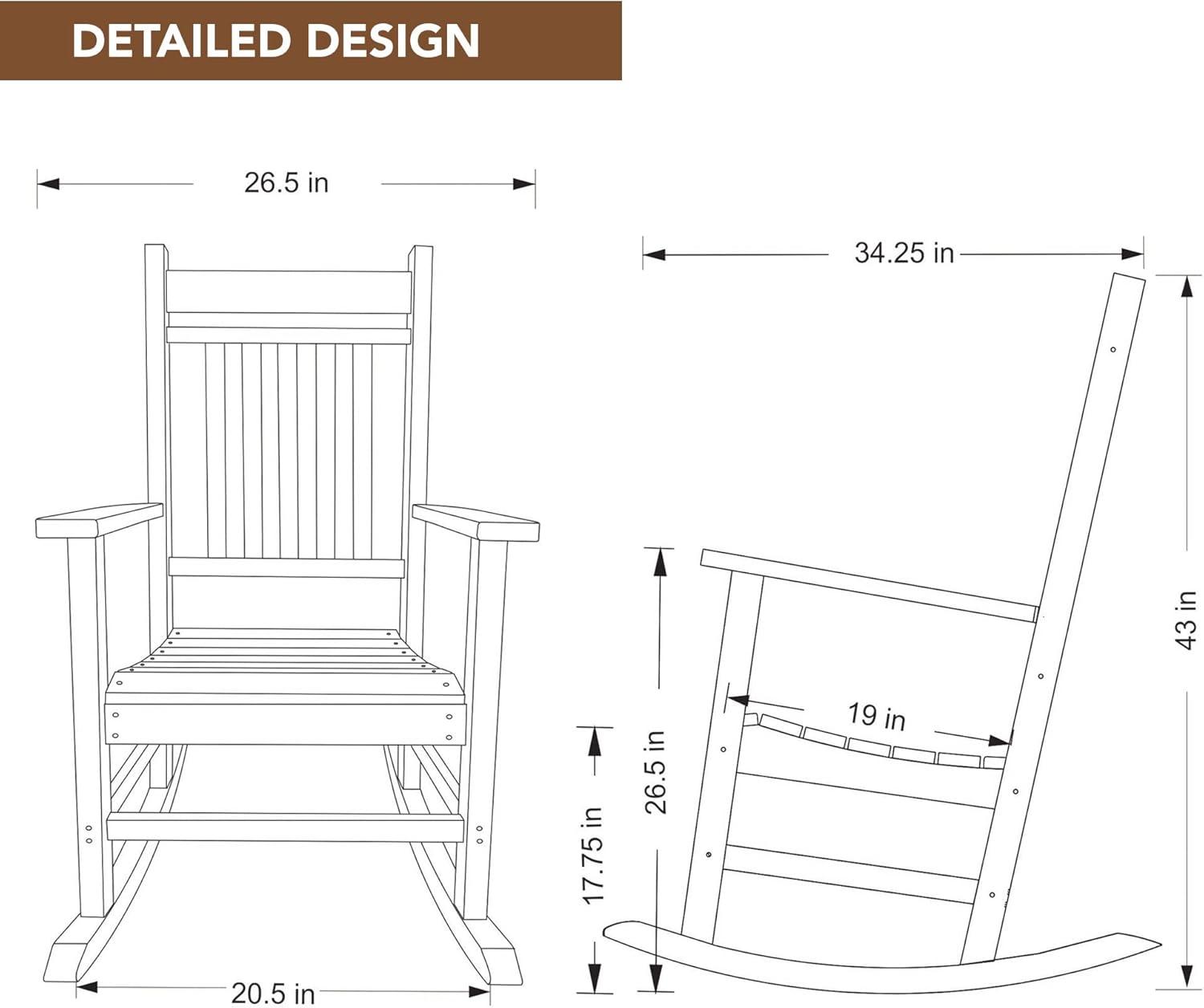 Shine Company All-Weather Traditional Resin Patio Porch Rocker in Brown