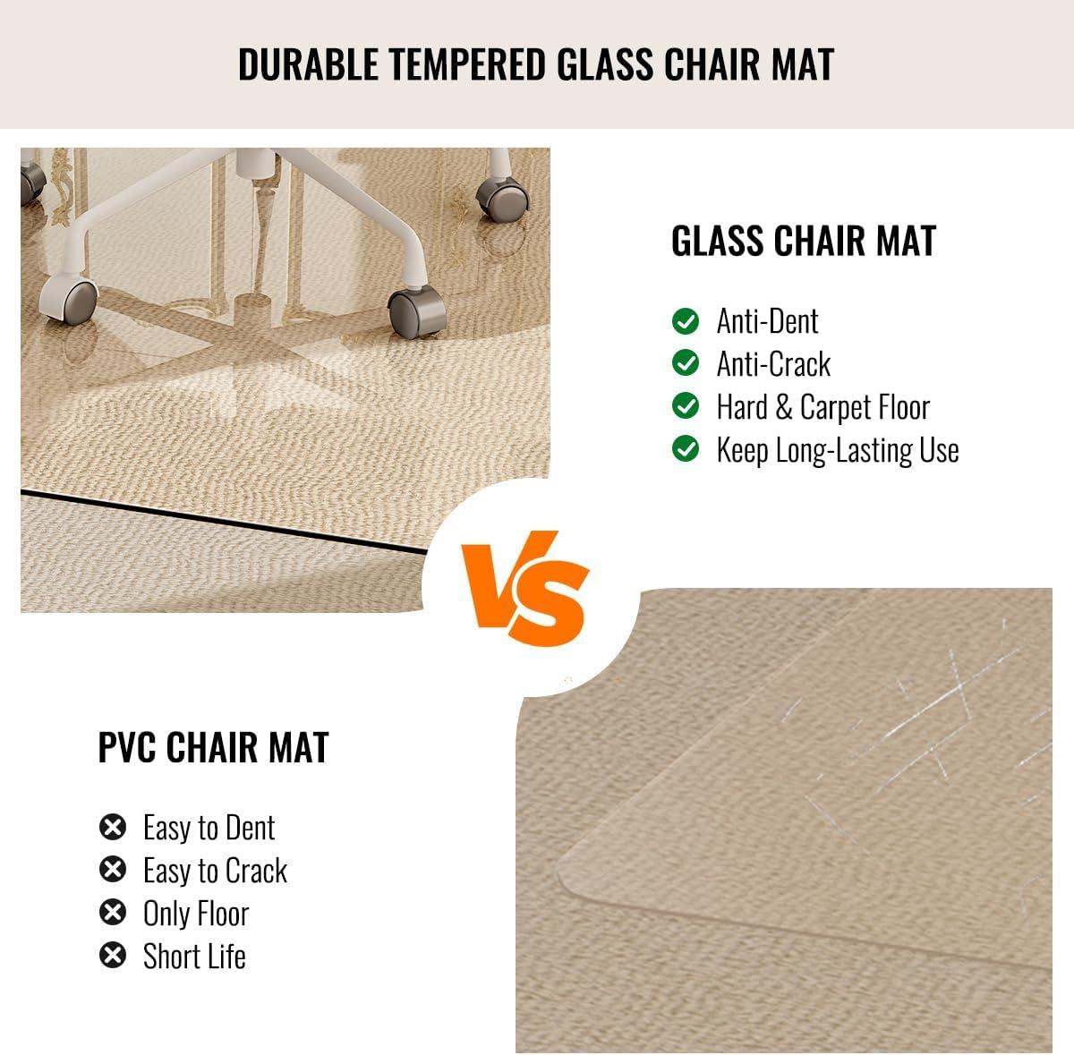 36" x 46" Chair Mat for Carpet - Office Chair Mat - Tempered Glass Floor Mat for Home/Office/Carpet Clear Computer Floor Mat - with 4 Anti-Slip Pads