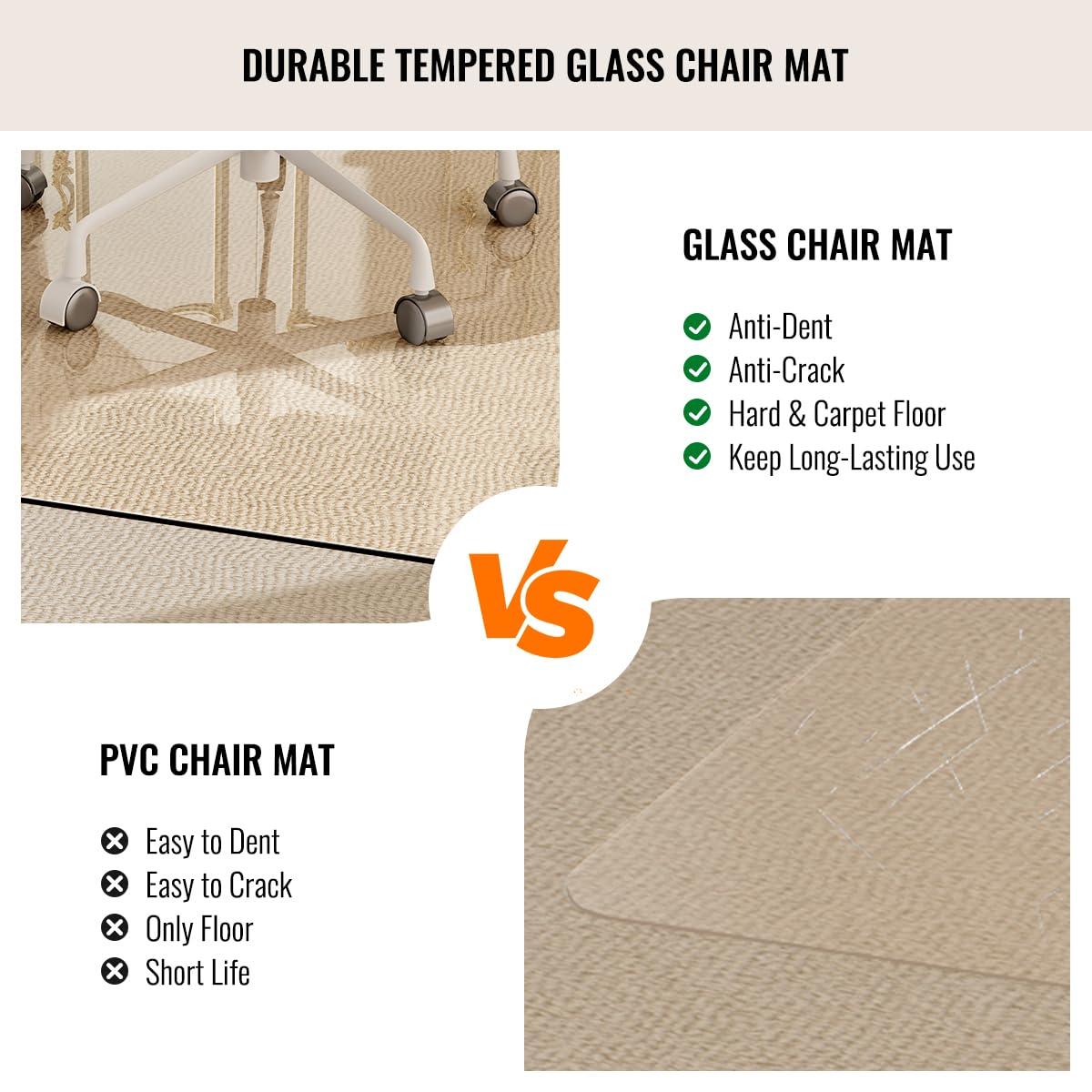 36" x 46" Chair Mat for Carpet - Office Chair Mat - Tempered Glass Floor Mat for Home/Office/Carpet Clear Computer Floor Mat - with 4 Anti-Slip Pads