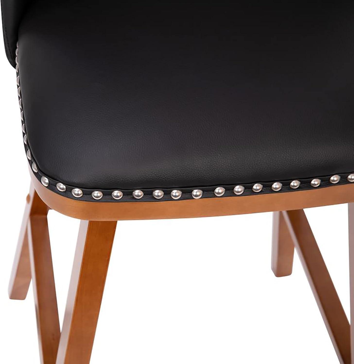 Flash Furniture 2 Pack Commercial Walnut Finish Wood Barstools with Nail Trim-Charcoal Faux Linen
