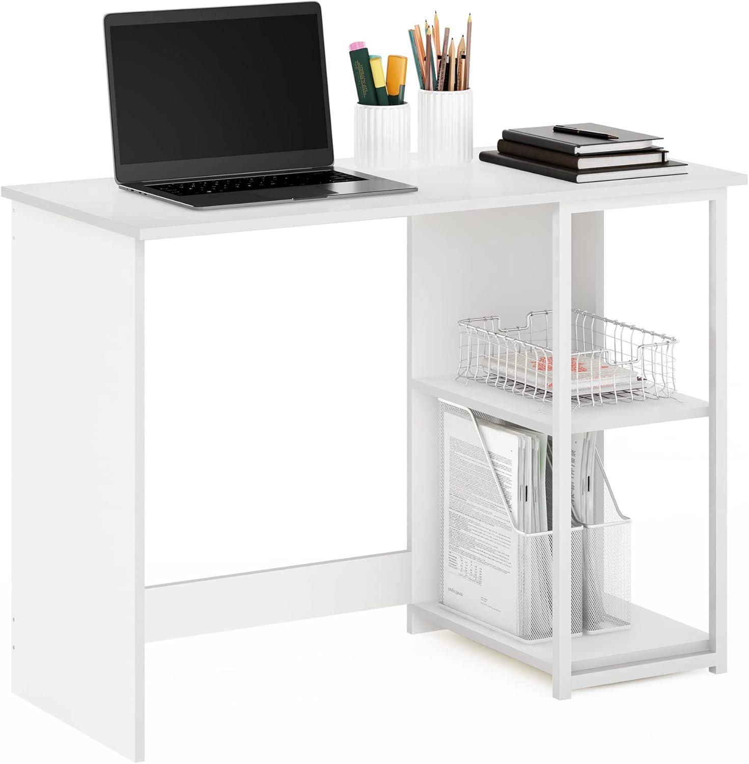 Furinno Camnus Modern Living Computer Desk 40 inch, Solid White/White