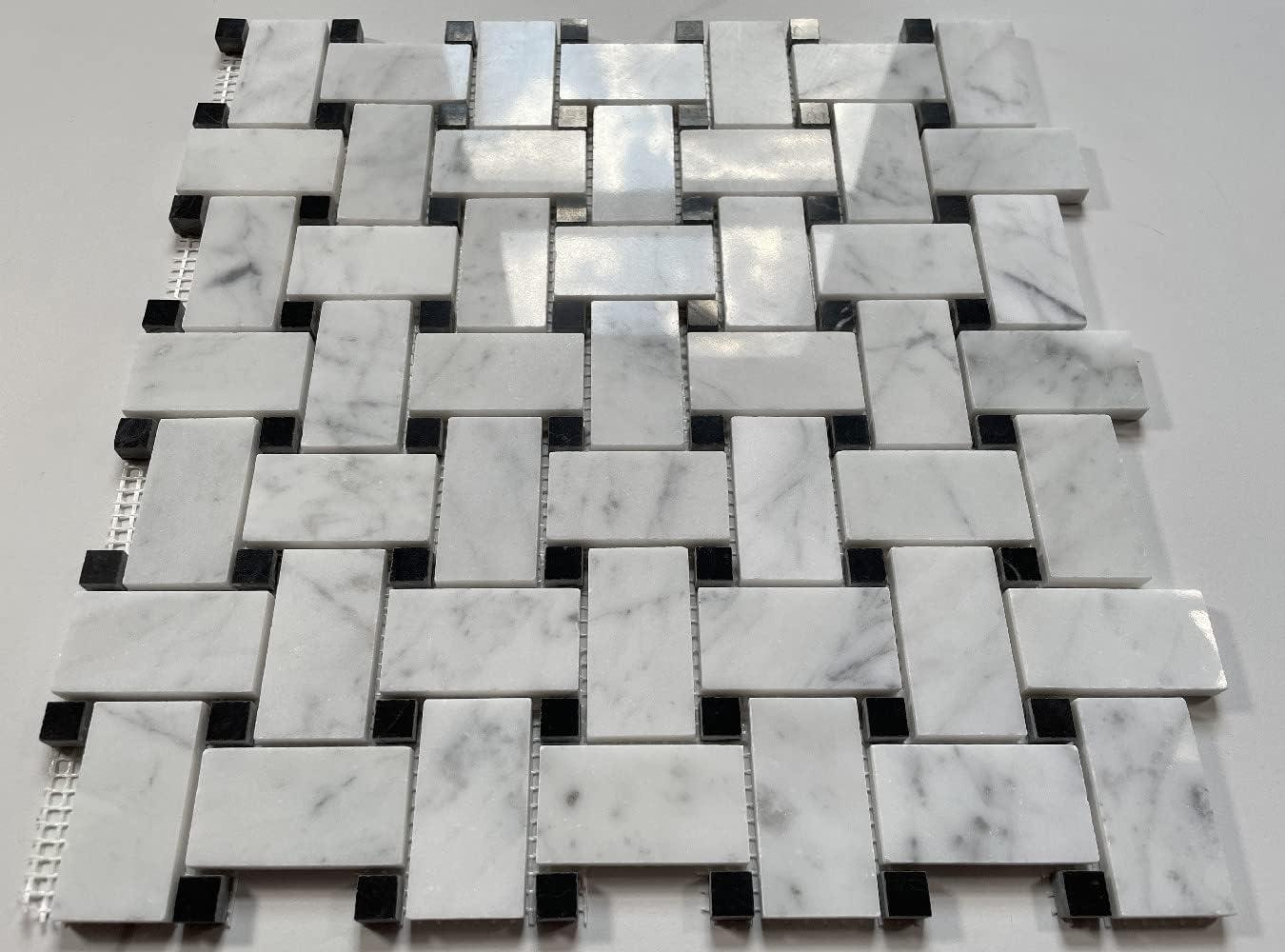 12" x 12" Marble Basketweave Mosaic Wall & Floor Tile