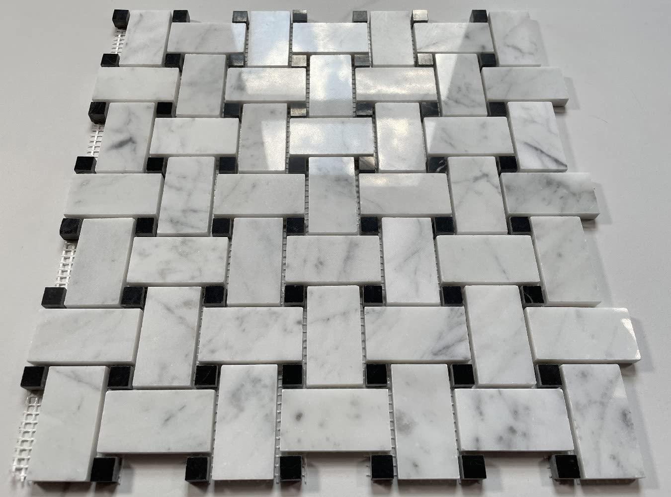 12" x 12" Marble Basketweave Mosaic Wall & Floor Tile