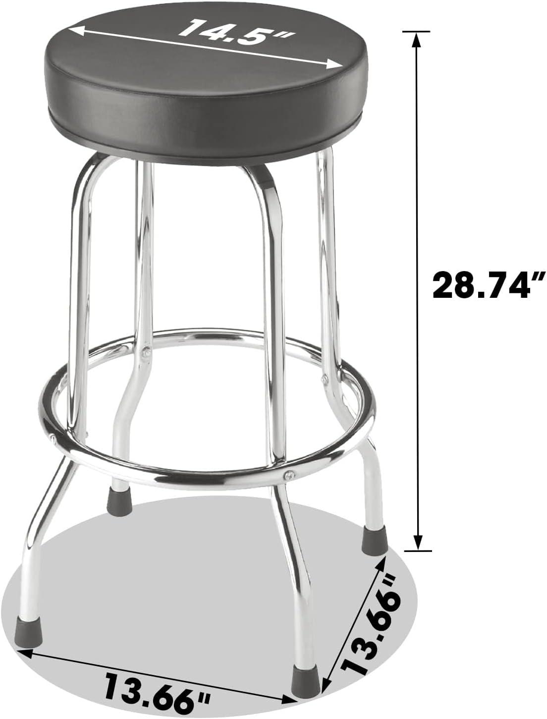 Torin Swivel Bar Stool: Padded Garage/Shop Seat with Chrome Plated Legs, 28.74 Inch Height,Black,W6185-B
