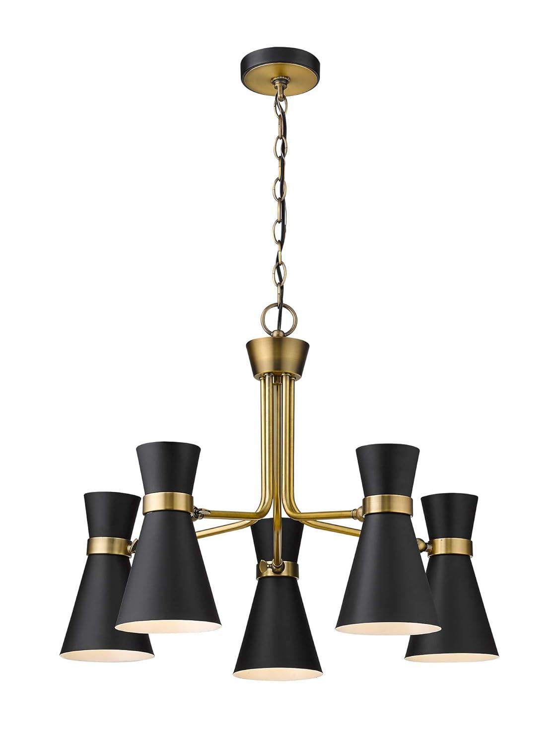 Z-Lite Soriano 5 - Light Chandelier in  Matte Black/Heritage Brass
