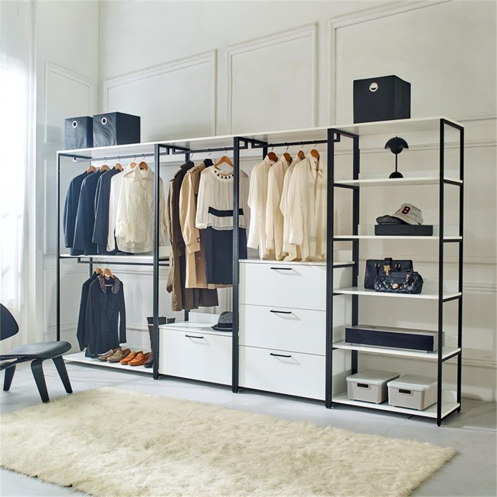 Fiona Wood and Metal Walk-in Closet with Three Drawers