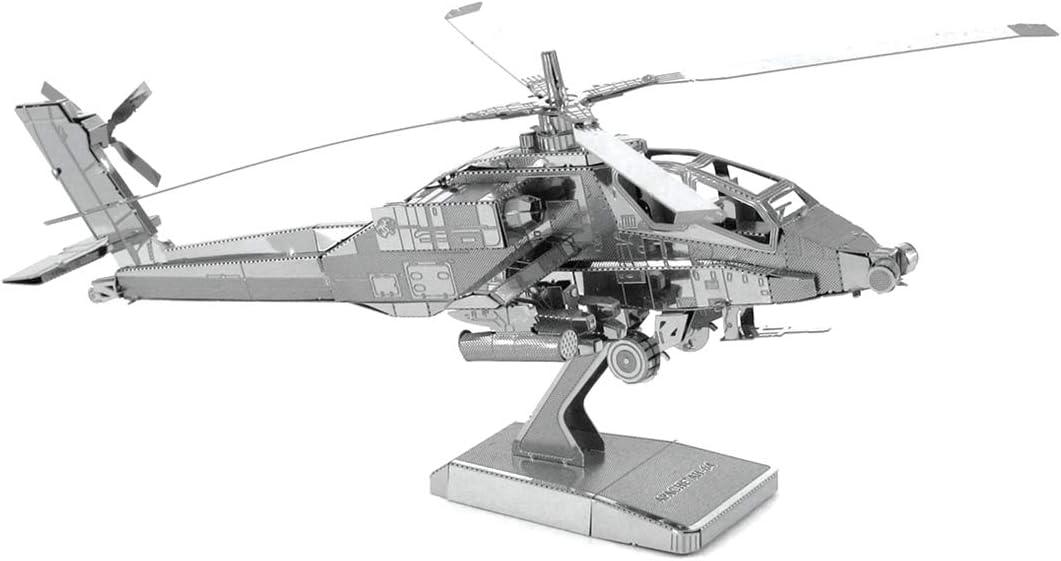 Fascinations 9009012 Metal Earth Metal 3D AH-64 Apache Airplane Model Kit, Silver