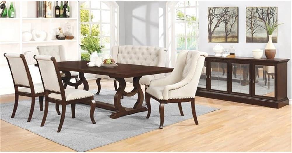 Antique Java Wood and Velvet 5-Piece Dining Set