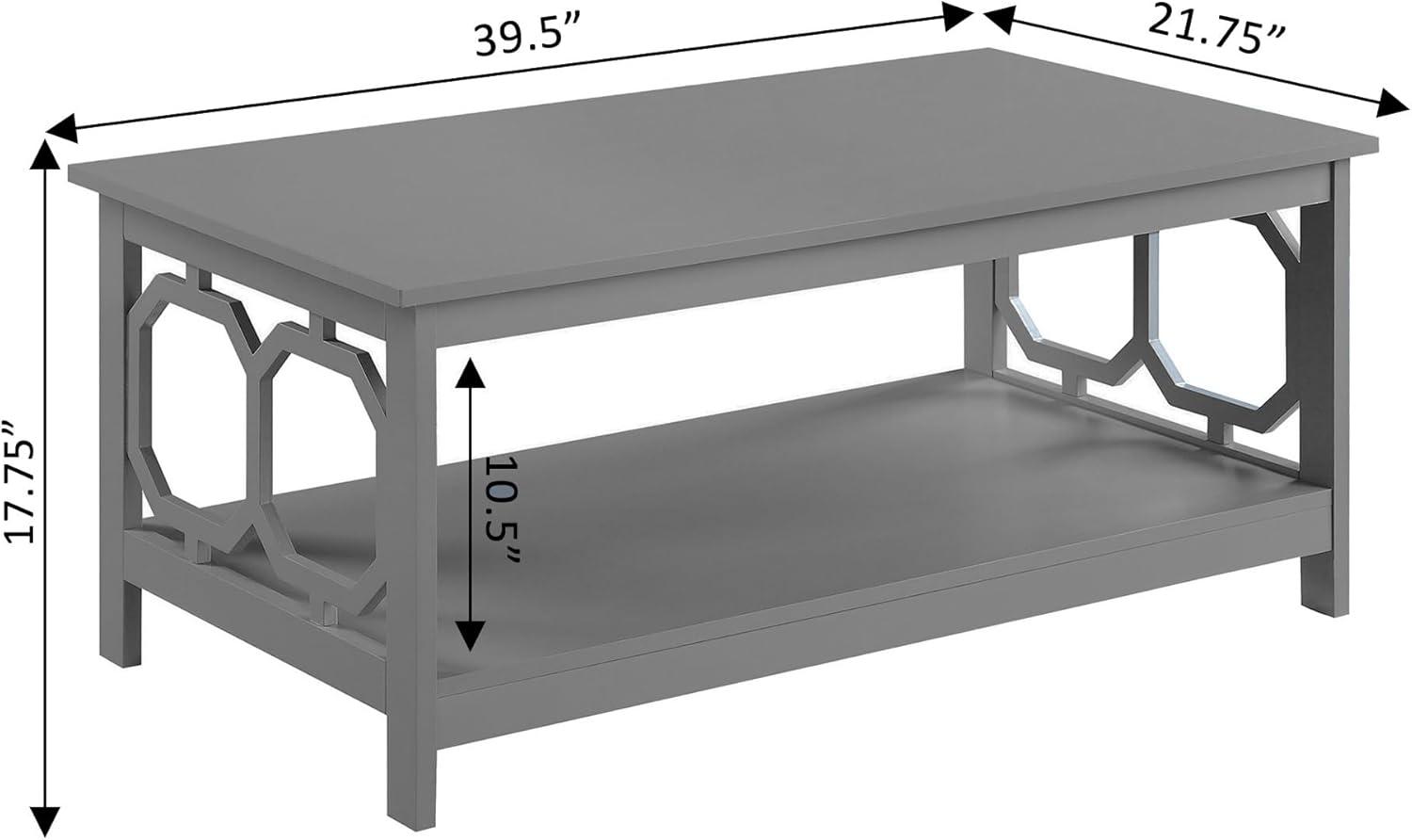 Convenience Concepts Omega Coffee Table with Shelf, Gray