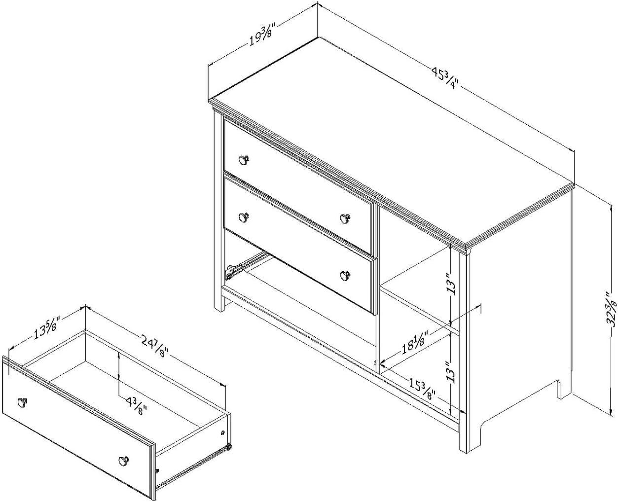 South Shore Cotton Candy 3-Drawer Kids' Dresser with Baskets Soft Gray