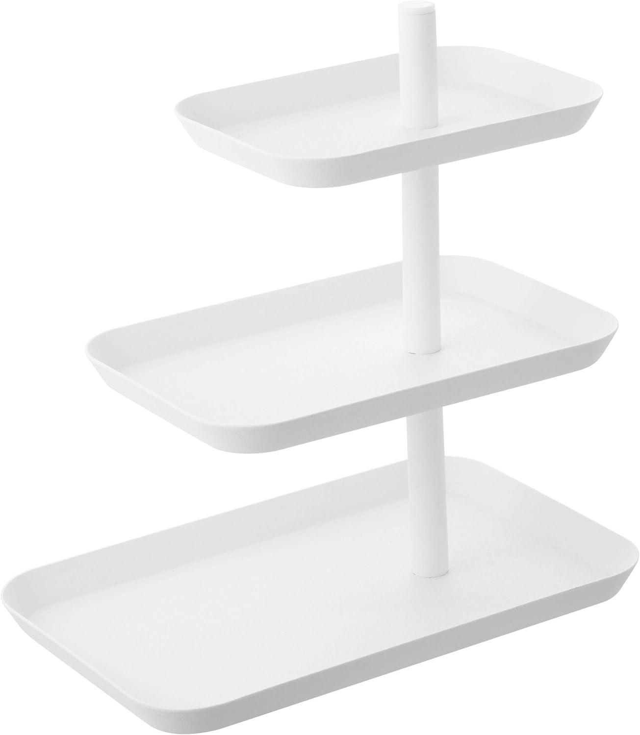 Modern 3-Tier White Metal Accessory & Jewelry Organizer Tray