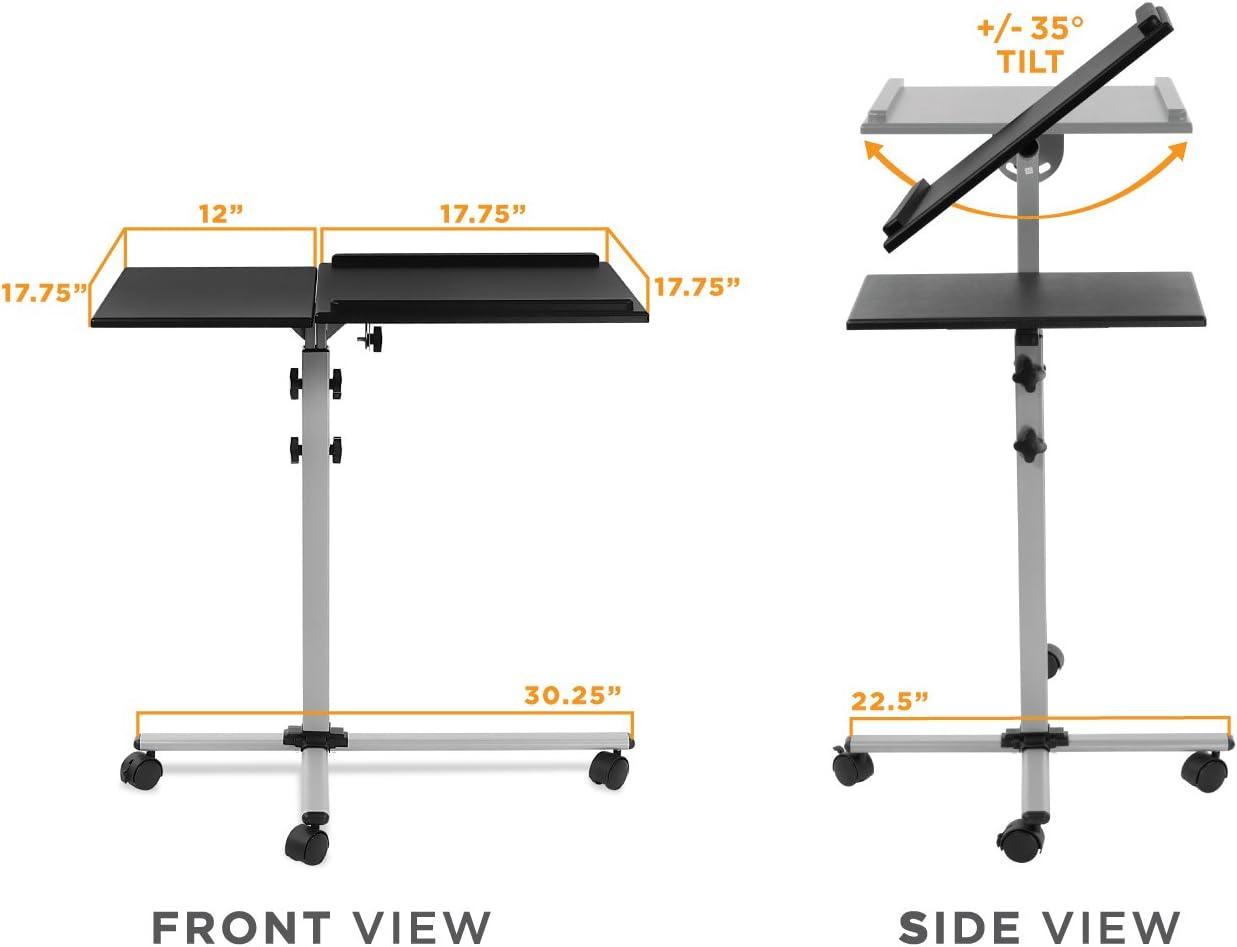 Mount-It! Rolling Laptop Tray and Projector Cart, Height Adjustable Presentation Cart with Wheels