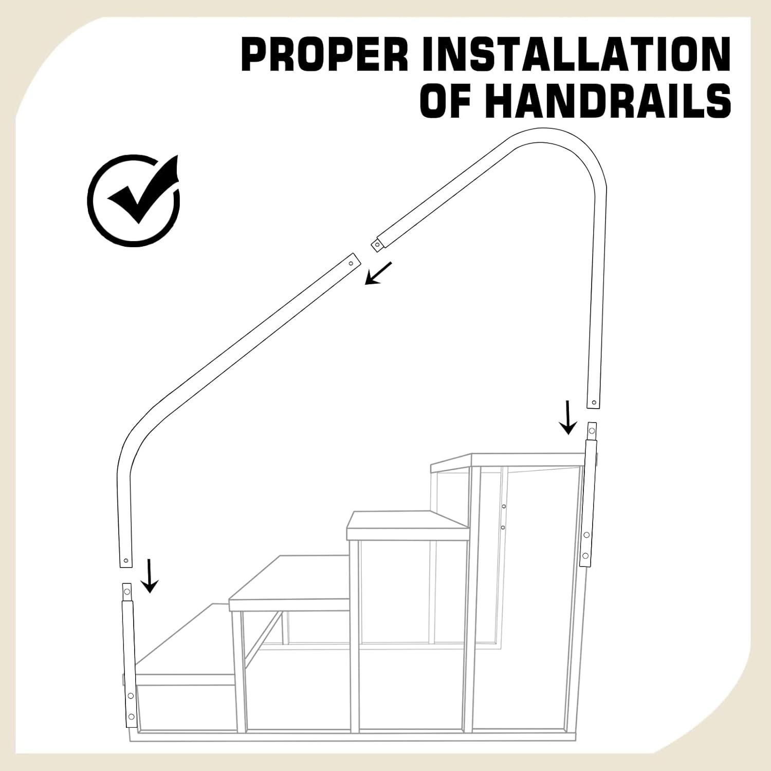 Tcbosik RV Steps with Handrail, 5 Steps Ladder Hot Tub Steps, Portable Stairs Step with Anti-Slip Panel, Heavy Duty Metal Mobile Home Stairs for Outdoor RV Step, Camper Trailer, Black