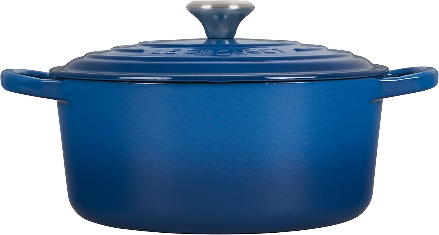 Marseille Blue Enameled Cast Iron Round Dutch Oven, 3.5 qt