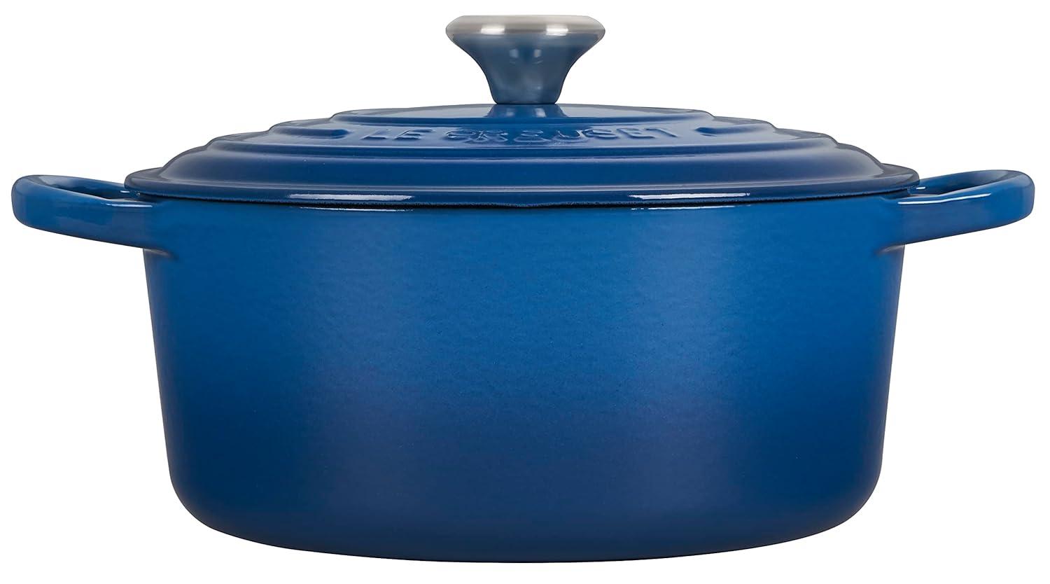 Marseille Blue Enameled Cast Iron Round Dutch Oven, 3.5 qt