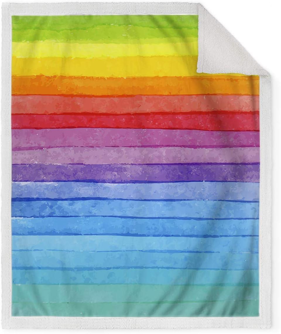 Colorful Rainbow Fleece Throw Blanket for Girls 50" x 60"