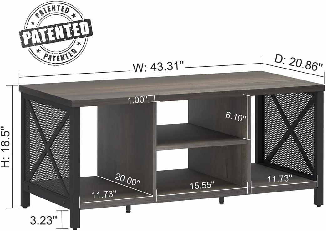 FATORRI Rustic Coffee Table for Living Room, Farmhouse Dark Wood Center Table, Industrial Rectangle Cocktail Tea Tables (Walnut Brown)