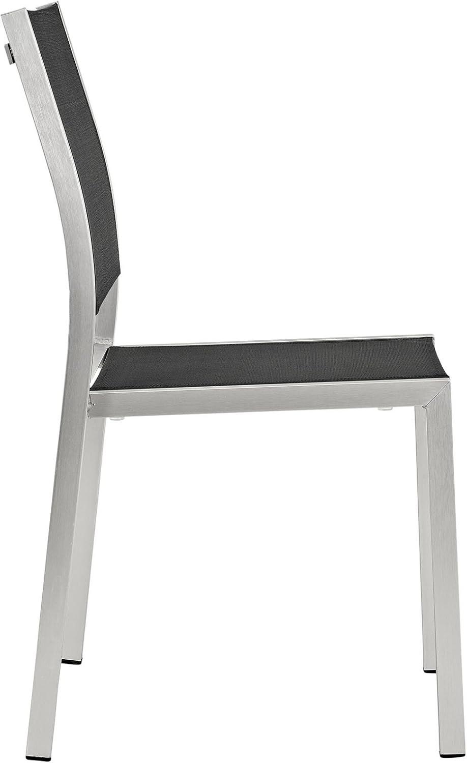 Silver Black Shore Outdoor Patio Aluminum Side Chair