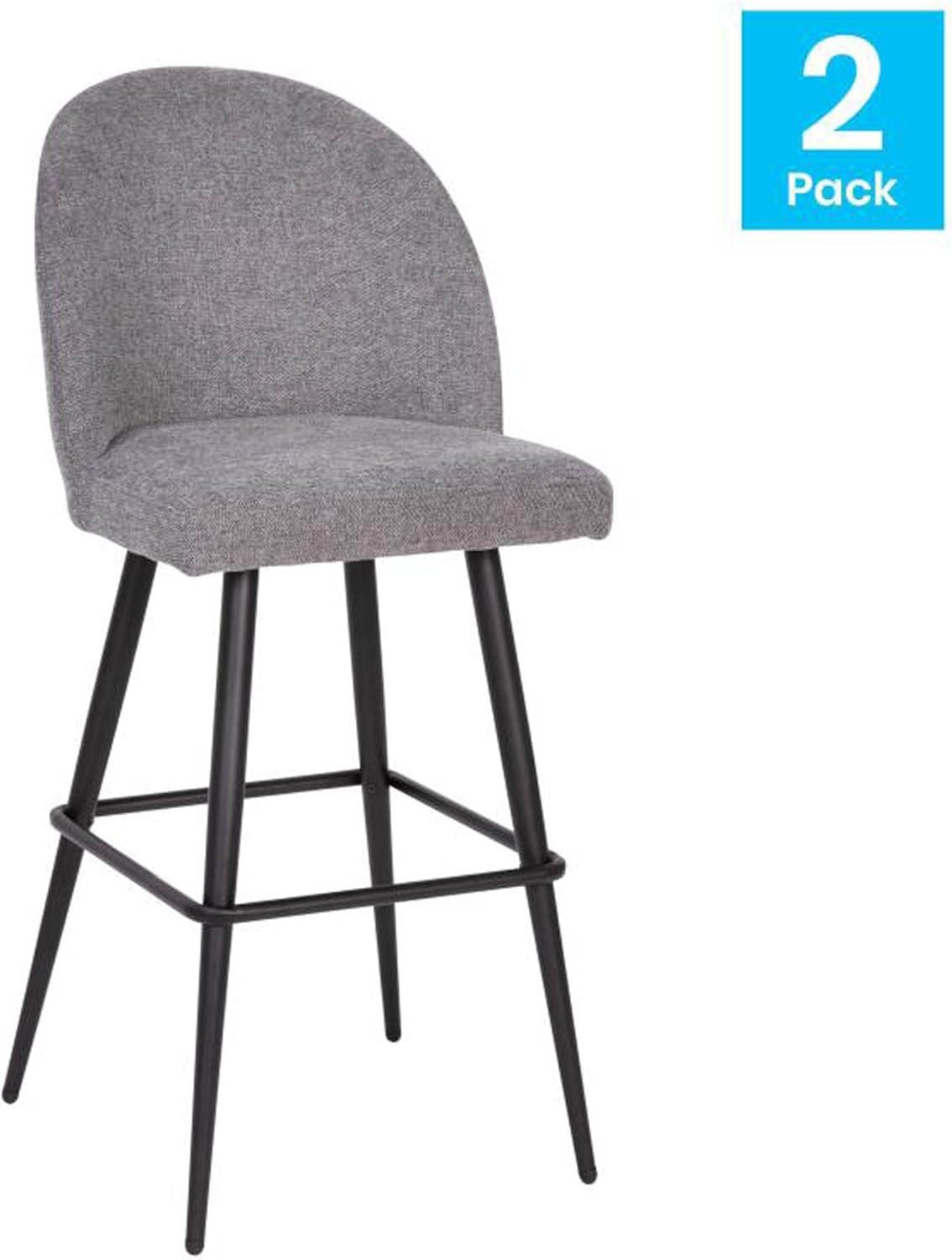 Flash Furniture Lyla Commercial Grade Modern Armless Barstools with Contoured Backrest, Steel Frame and Integrated Footrest - Set of 2