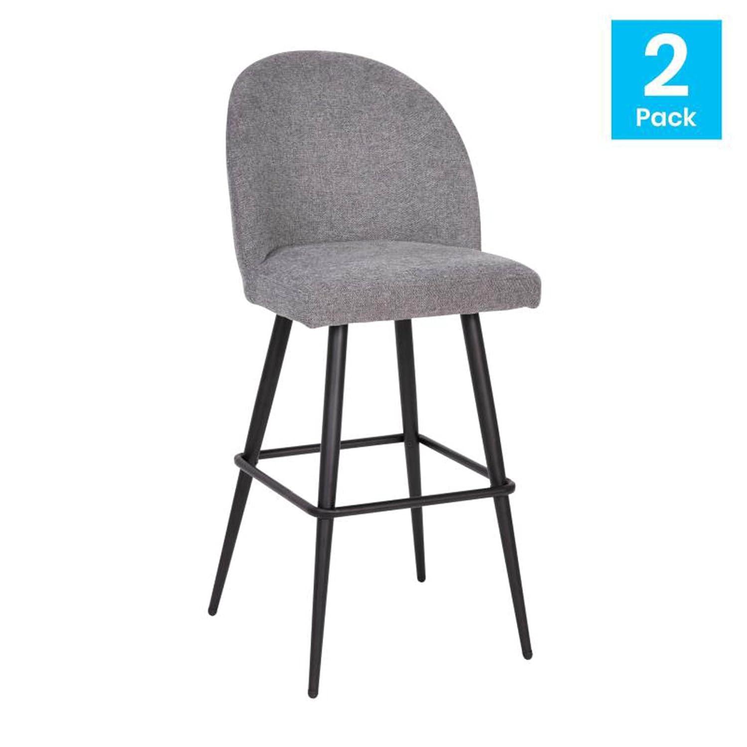 Flash Furniture Lyla Commercial Grade Modern Armless Barstools with Contoured Backrest, Steel Frame and Integrated Footrest - Set of 2