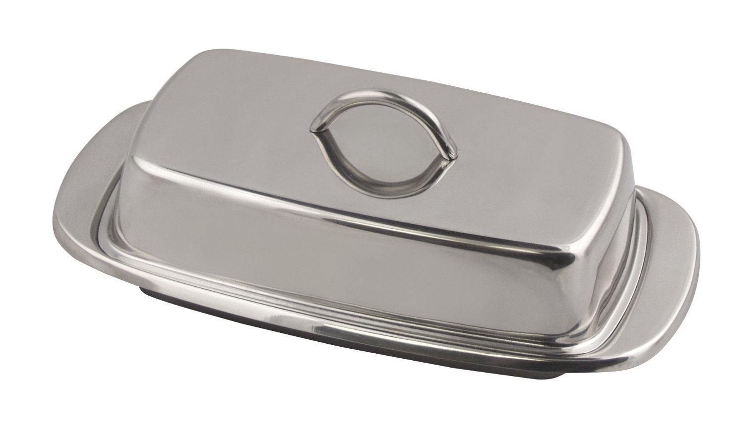 Fox Run 6510 Classic Stainless Steel Butter Dish, Kitchen Dining, 2.75"x7.5"x4"