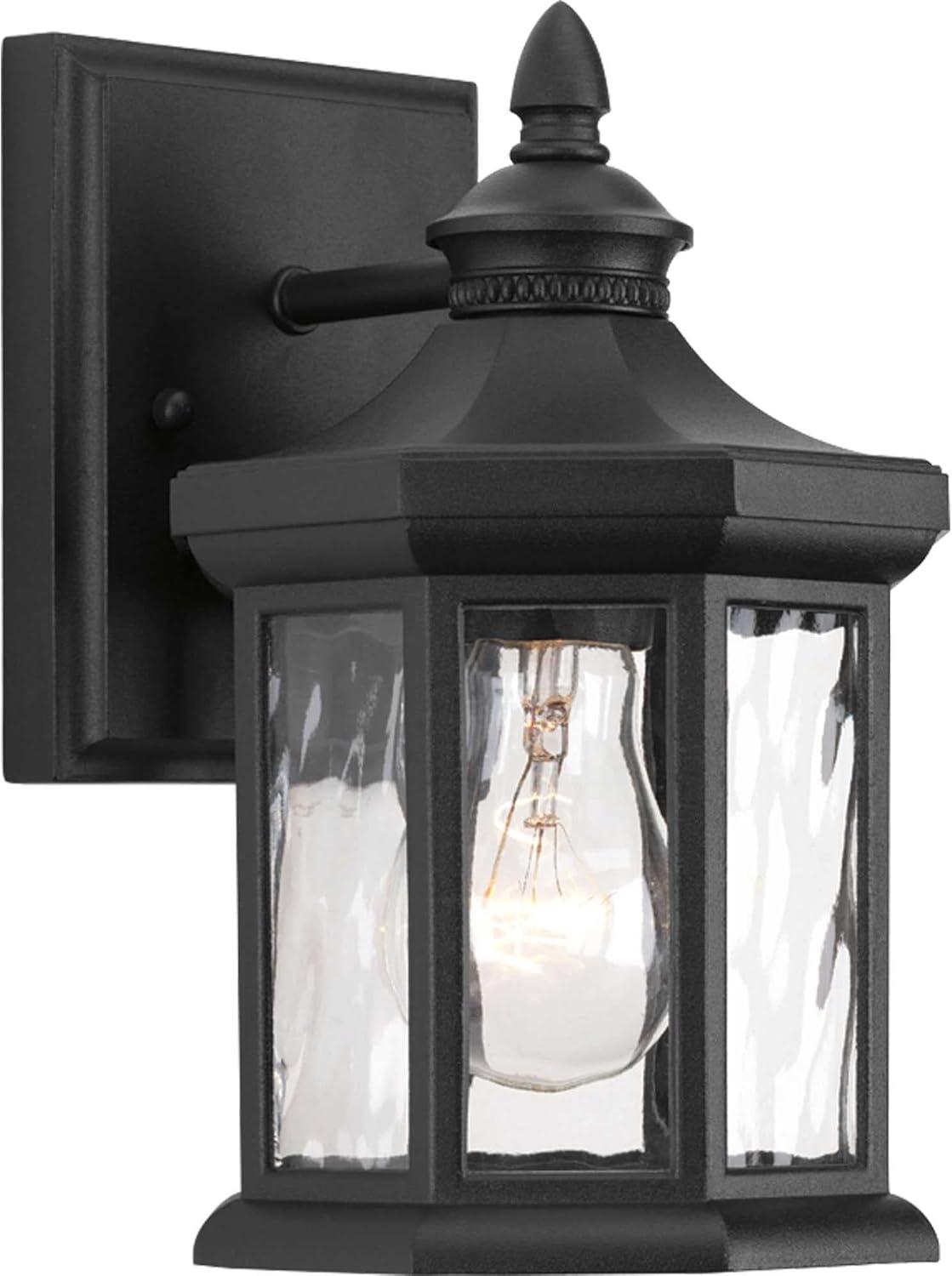 Elegant Octagonal Bronze & Black Porcelain Outdoor Wall Lantern