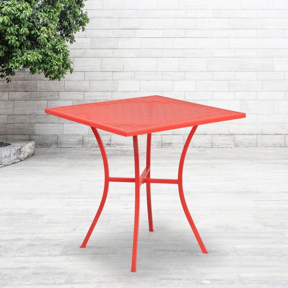 Flash Furniture Oia Commercial Grade 28" Square Coral Indoor-Outdoor Steel Patio Table