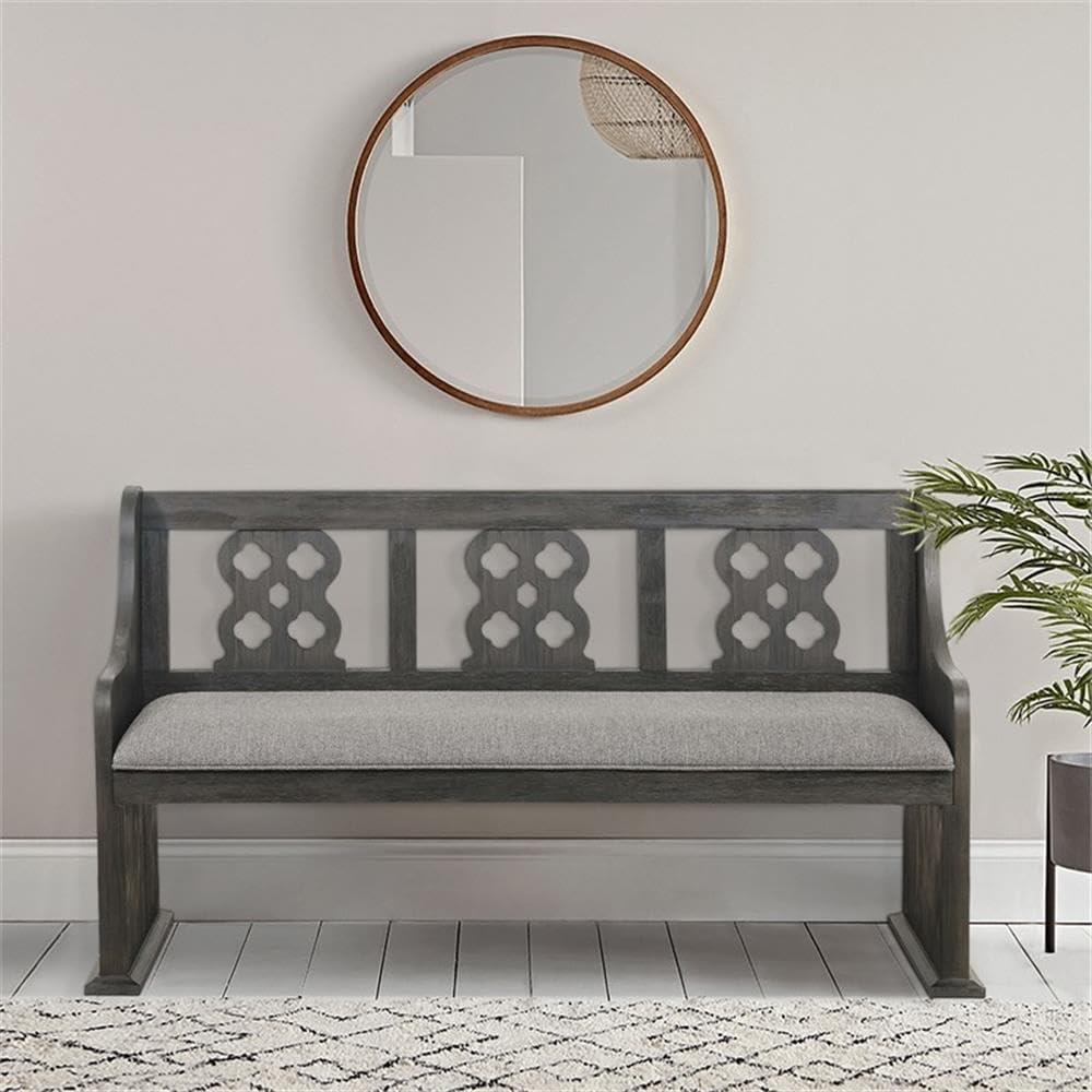 Arasina 62" Gray Distressed Wood Dining Bench