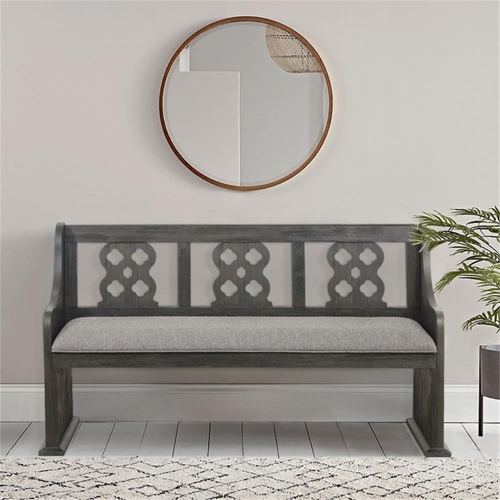 Arasina 62" Gray Distressed Wood Dining Bench